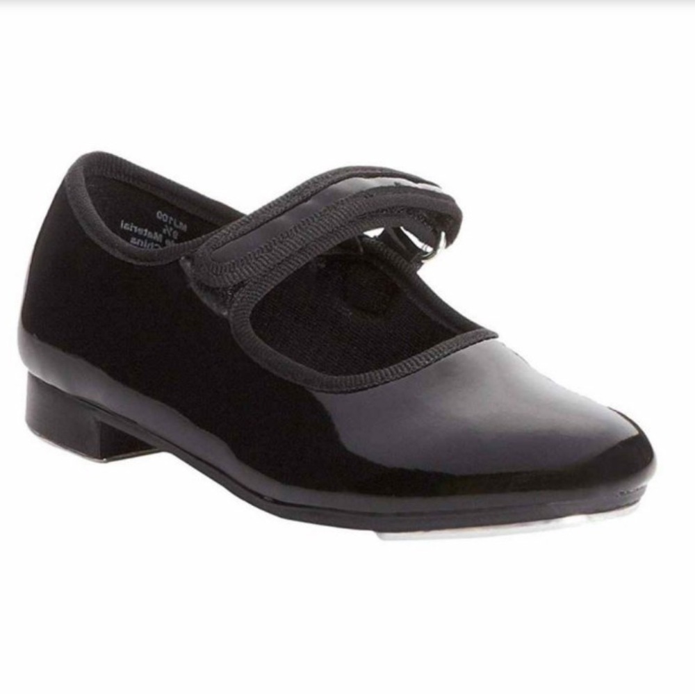 Dance Class Molly Jane Toddler Black Patent Tap Shoes - size 12
